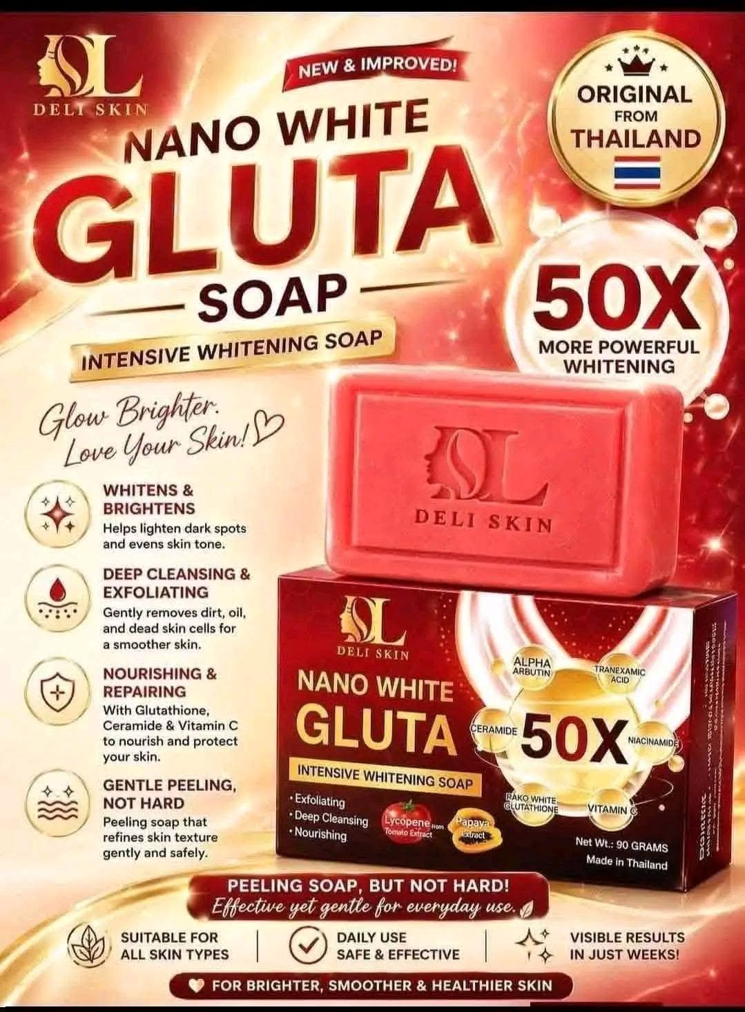 Deli Skin Nano Gluta Intensive Whitening & Deep Cleansing Soap 90g