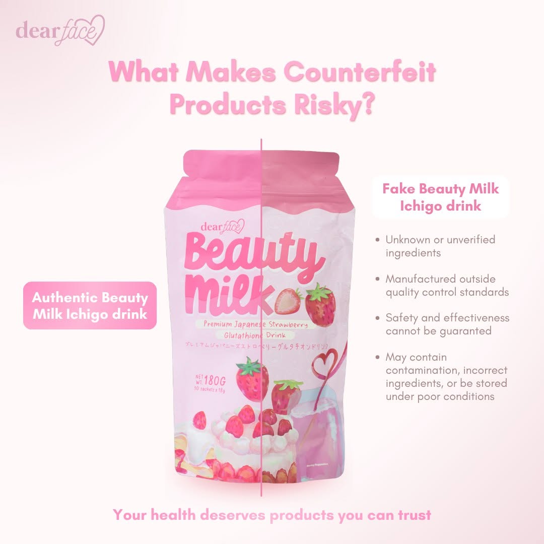 Dear Face Beauty Milk Strawberry Glutathione Drink 10 sachet
