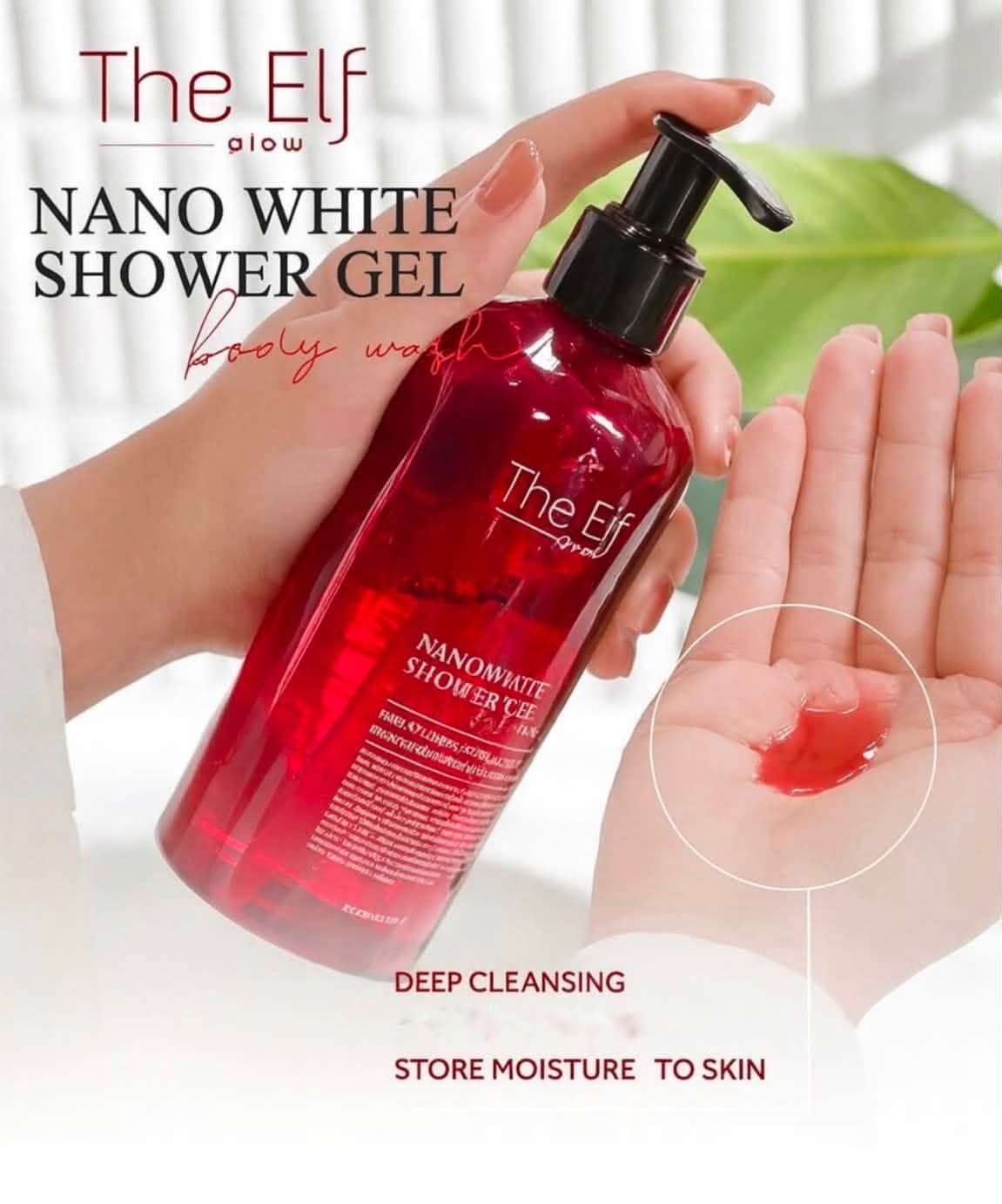 The Elf Nano White Shower Gel Body Wash with Aloe Vera, Niacinamide, Panthenol & Collagen 275ml