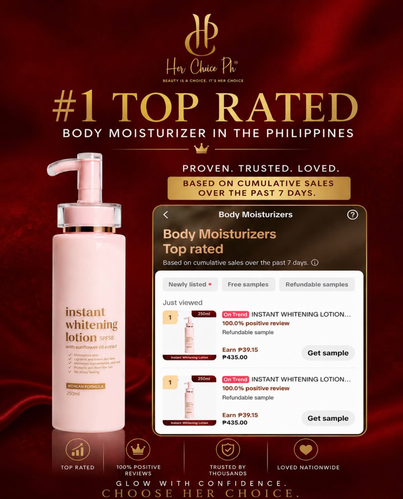Her Choice Ph - Instant Whitening Lotion SPF50 |250ml