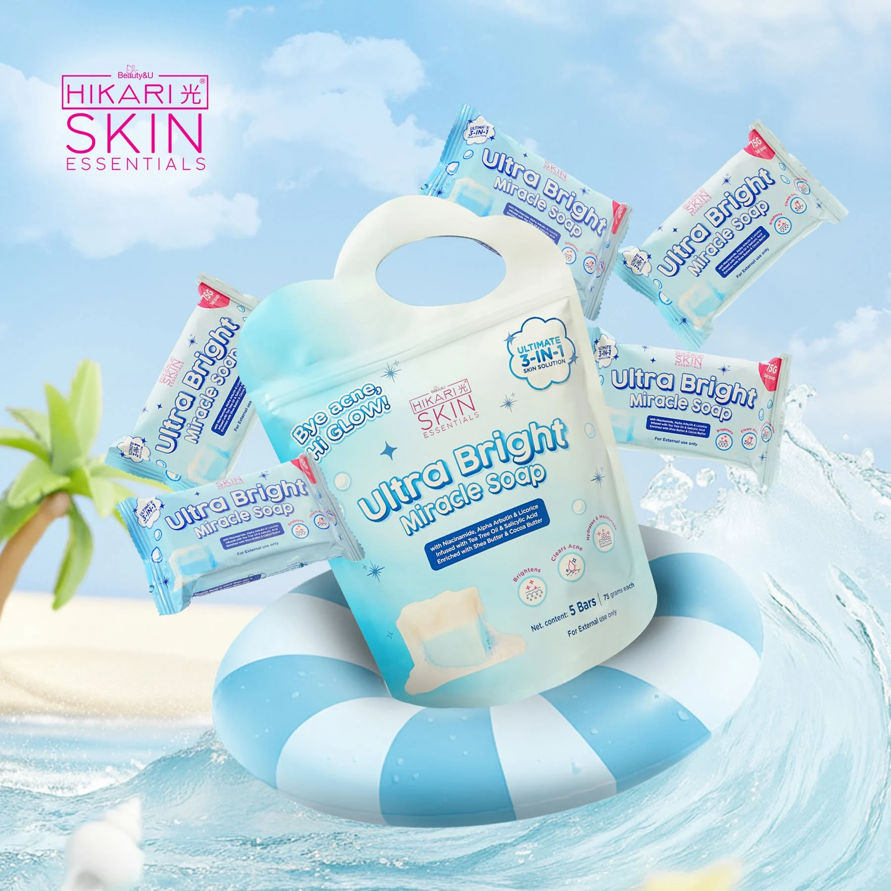 Hikari Skin - Ultra Bright Miracle Soap (5 x 75g)