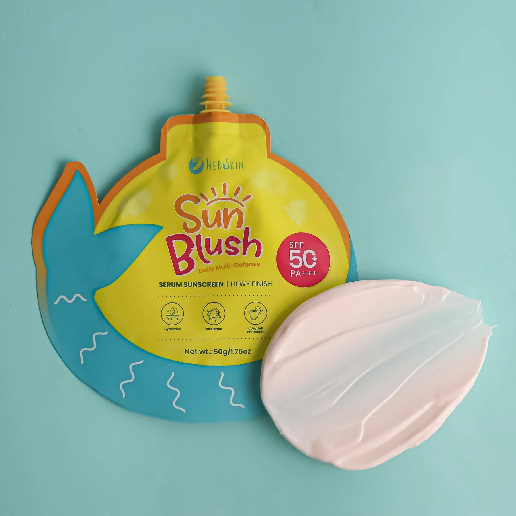 Her Skin Sun Blush Serum Sunscreen Dewy Finish SPF 50++ 50g